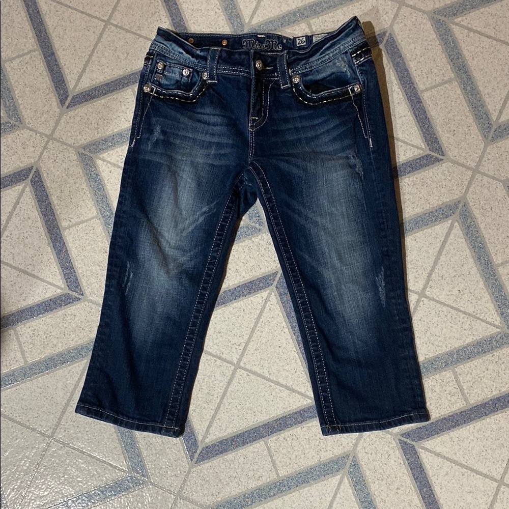 Miss Me Distressed Denim Capri Jeans